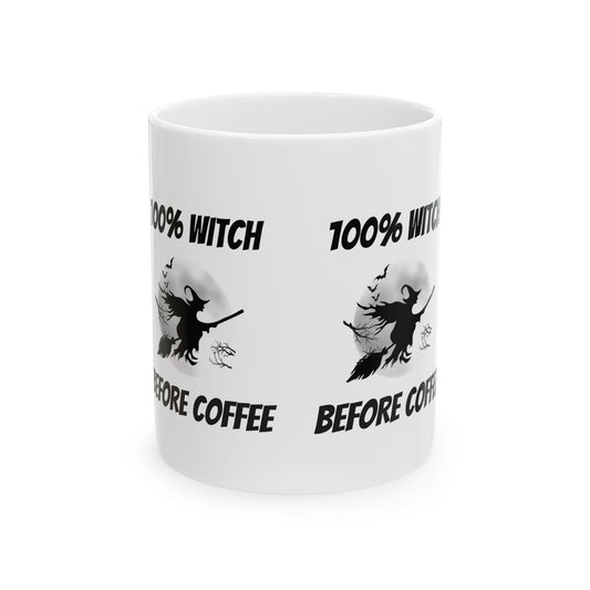 100% Witch Before Coffee Mug – Funny Morning Mug for Coffee Lovers, Dishwasher & Microwave Safe