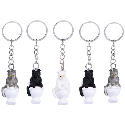 Funny Cat on Toilet Keychain – Cute and Quirky Accessory for Cat Lovers