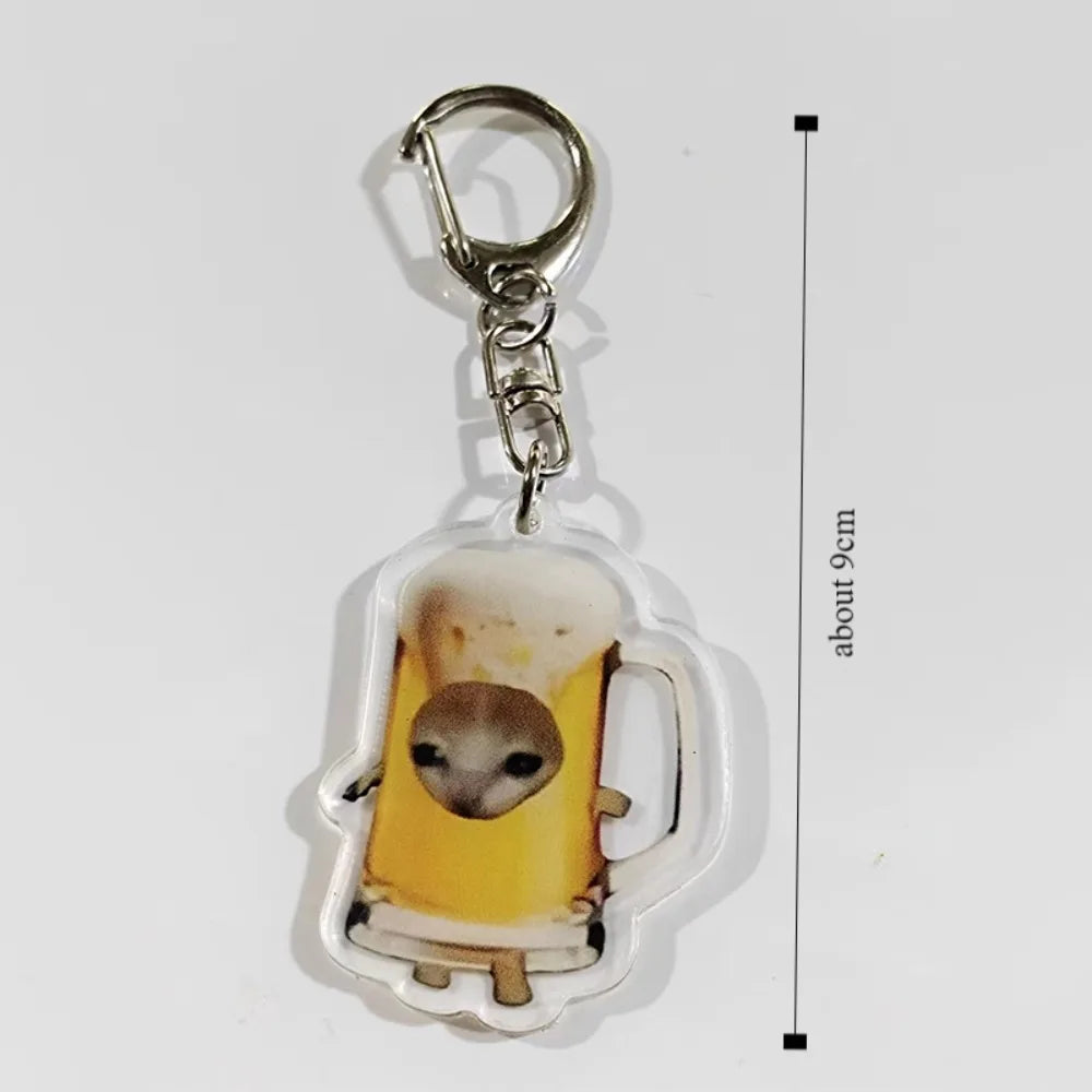 Happy Funny Cat Keychain