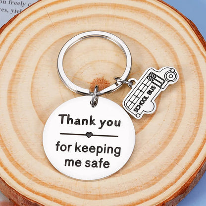 School Bus Driver Appreciation Keychain – Thank You Gift for Keeping Me Safe