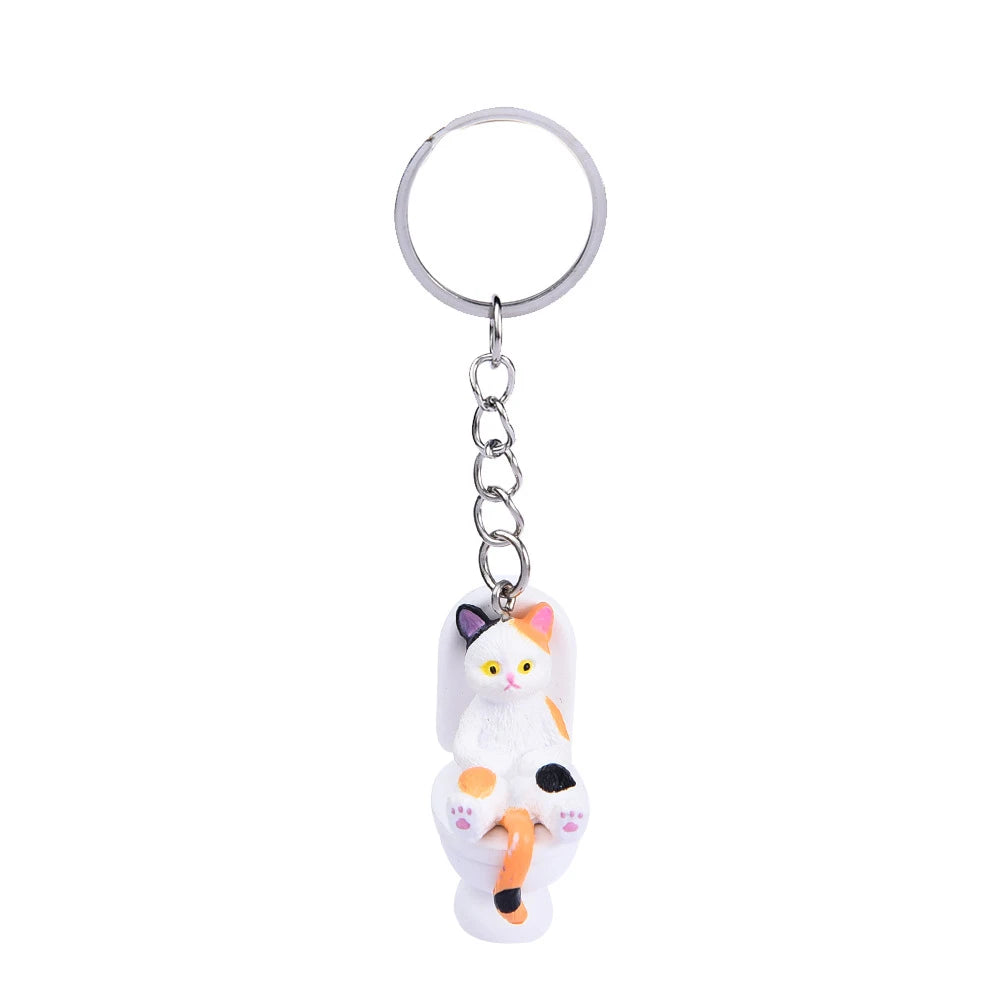 Funny Cat on Toilet Keychain – Cute and Quirky Accessory for Cat Lovers