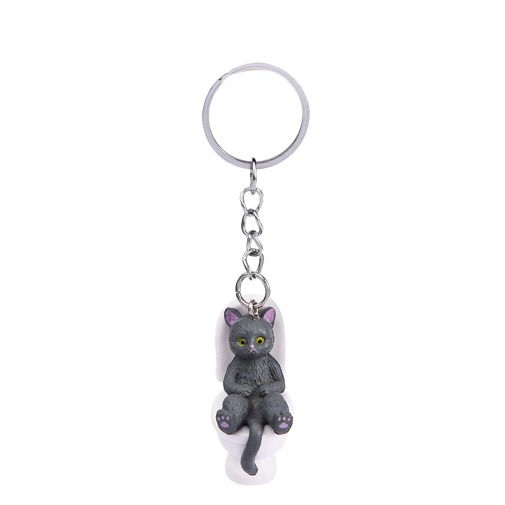 Funny Cat on Toilet Keychain – Cute and Quirky Accessory for Cat Lovers