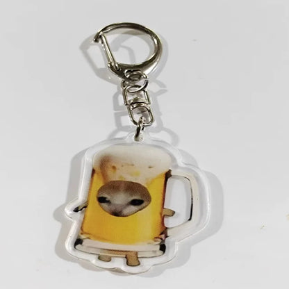 Happy Funny Cat Keychain