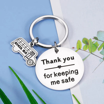 School Bus Driver Appreciation Keychain – Thank You Gift for Keeping Me Safe