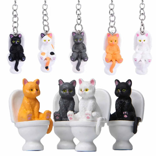 Funny Cat on Toilet Keychain – Cute and Quirky Accessory for Cat Lovers