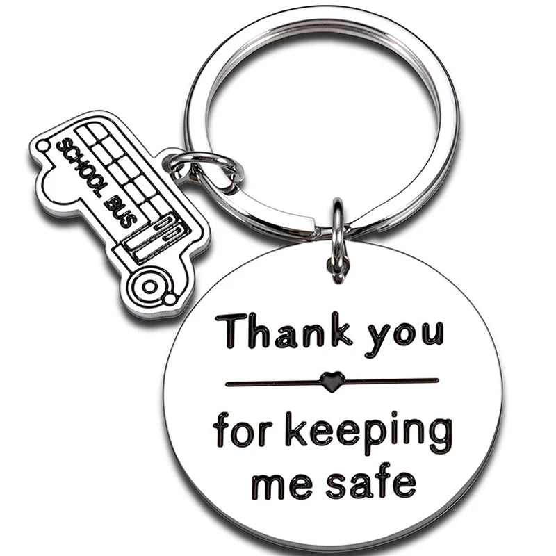 School Bus Driver Appreciation Keychain – Thank You Gift for Keeping Me Safe