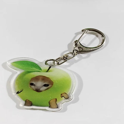 Happy Funny Cat Keychain