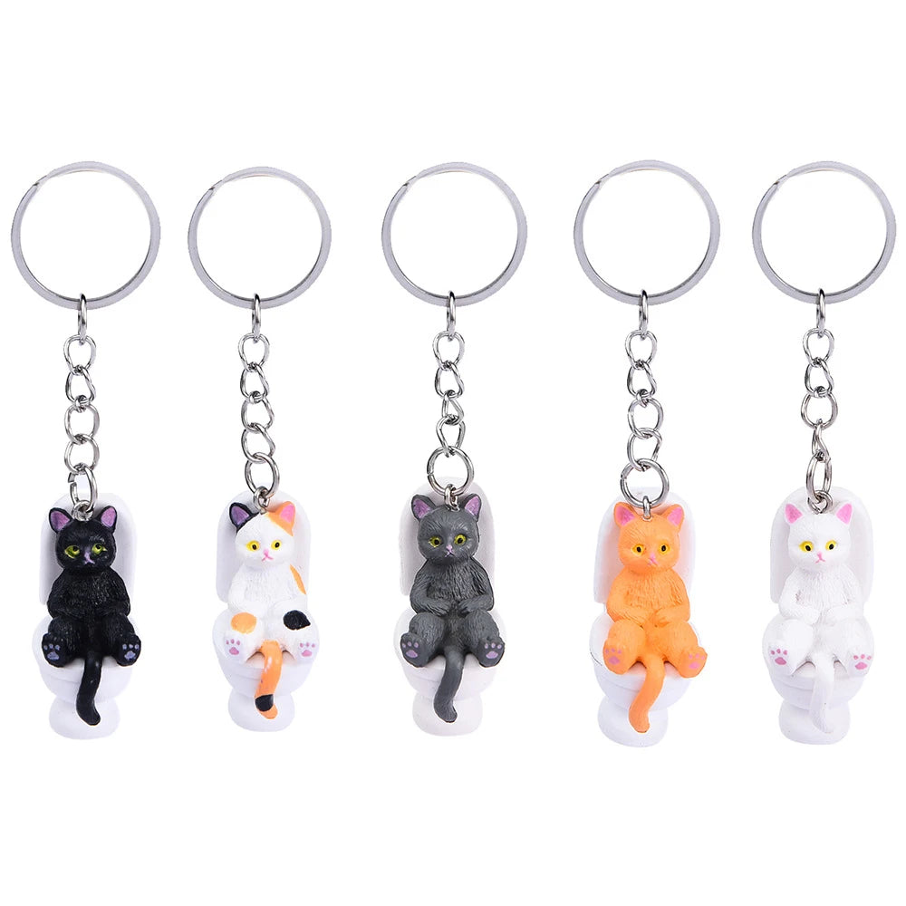 Funny Cat on Toilet Keychain – Cute and Quirky Accessory for Cat Lovers