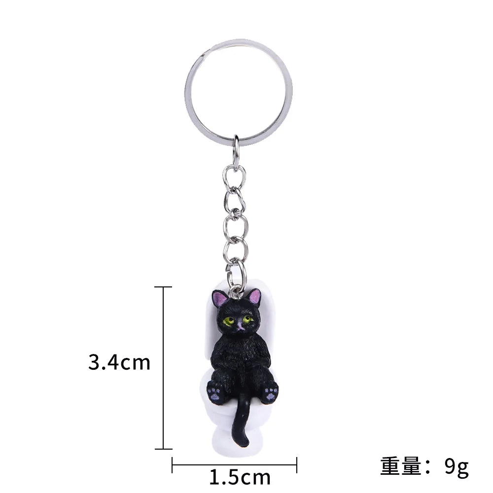 Funny Cat on Toilet Keychain – Cute and Quirky Accessory for Cat Lovers