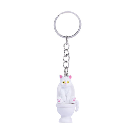 Funny Cat on Toilet Keychain – Cute and Quirky Accessory for Cat Lovers