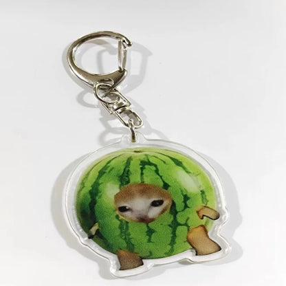 Happy Funny Cat Keychain