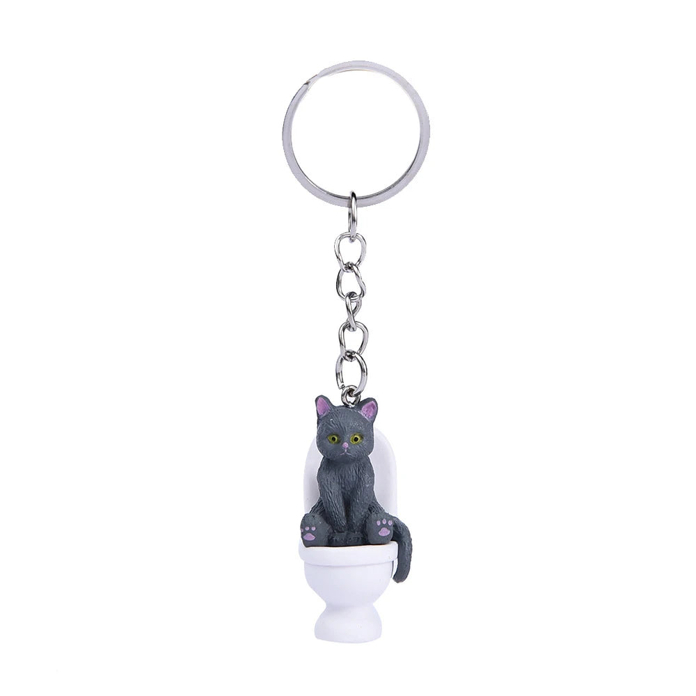 Funny Cat on Toilet Keychain – Cute and Quirky Accessory for Cat Lovers