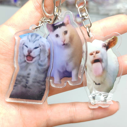 Funny Cat Meme Keychain – Hilarious and Unique Gift for Cat Lovers