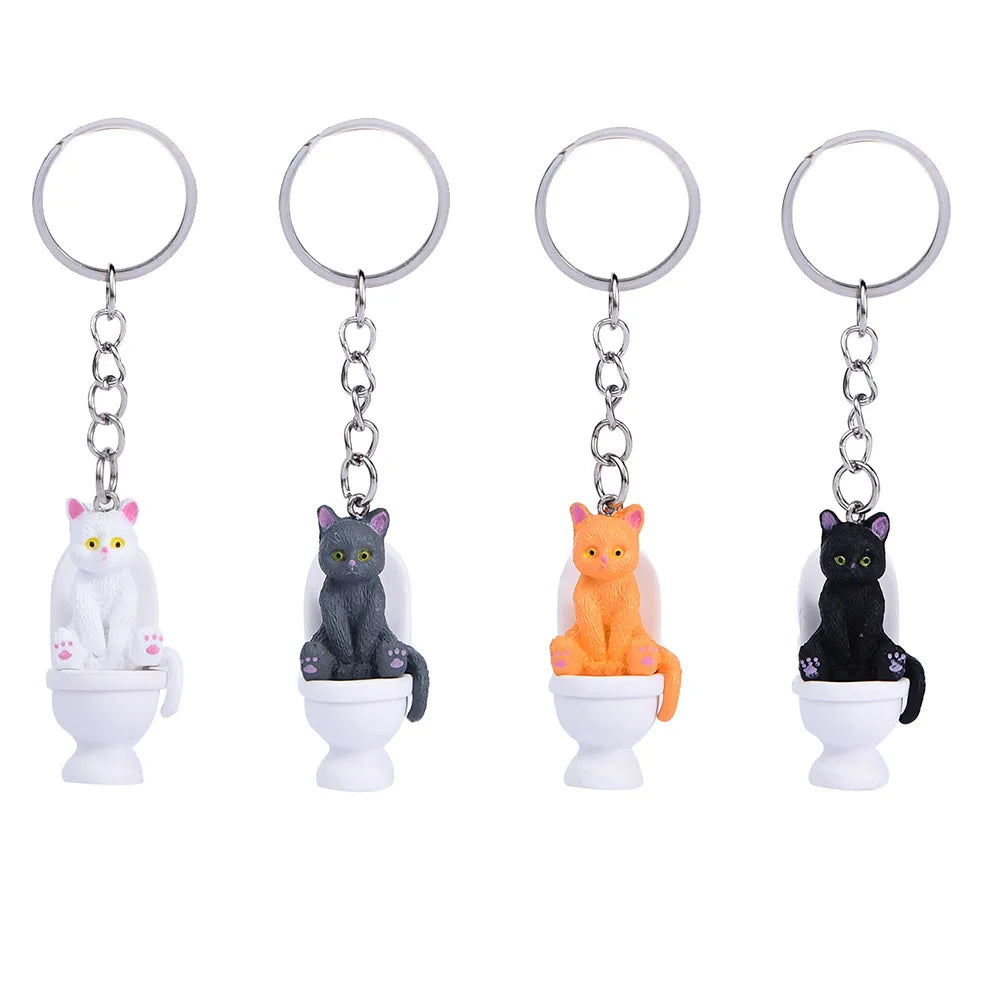 Funny Cat on Toilet Keychain – Cute and Quirky Accessory for Cat Lovers