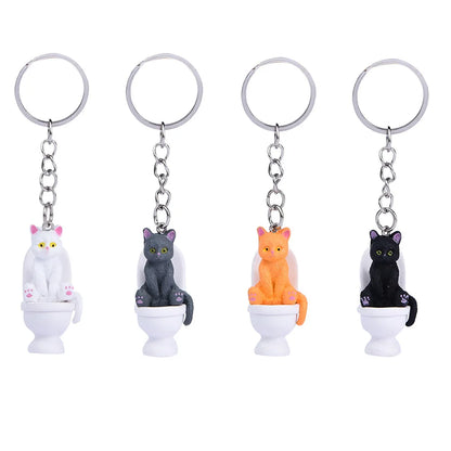 Funny Cat on Toilet Keychain – Cute and Quirky Accessory for Cat Lovers