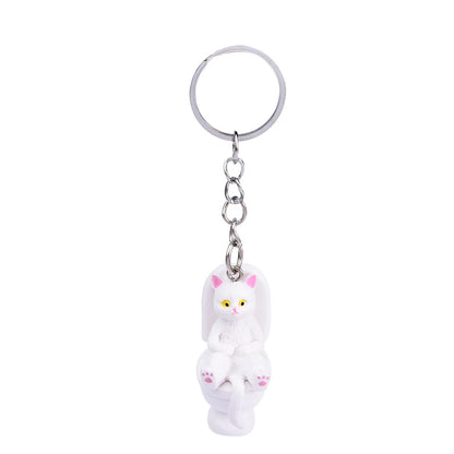 Funny Cat on Toilet Keychain – Cute and Quirky Accessory for Cat Lovers