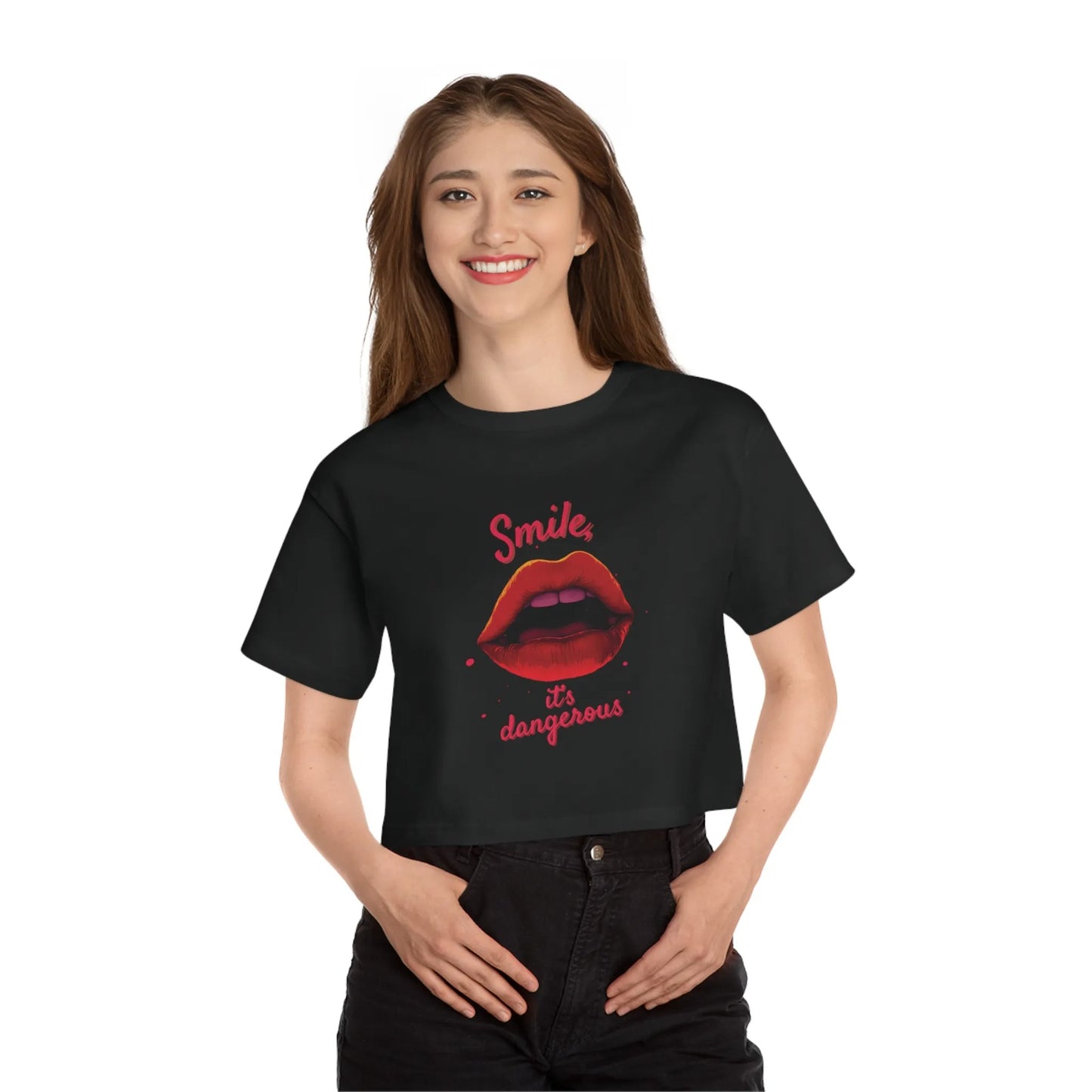 Smile, It’s Dangerous – Champion Heritage Women’s Cropped T-Shirt