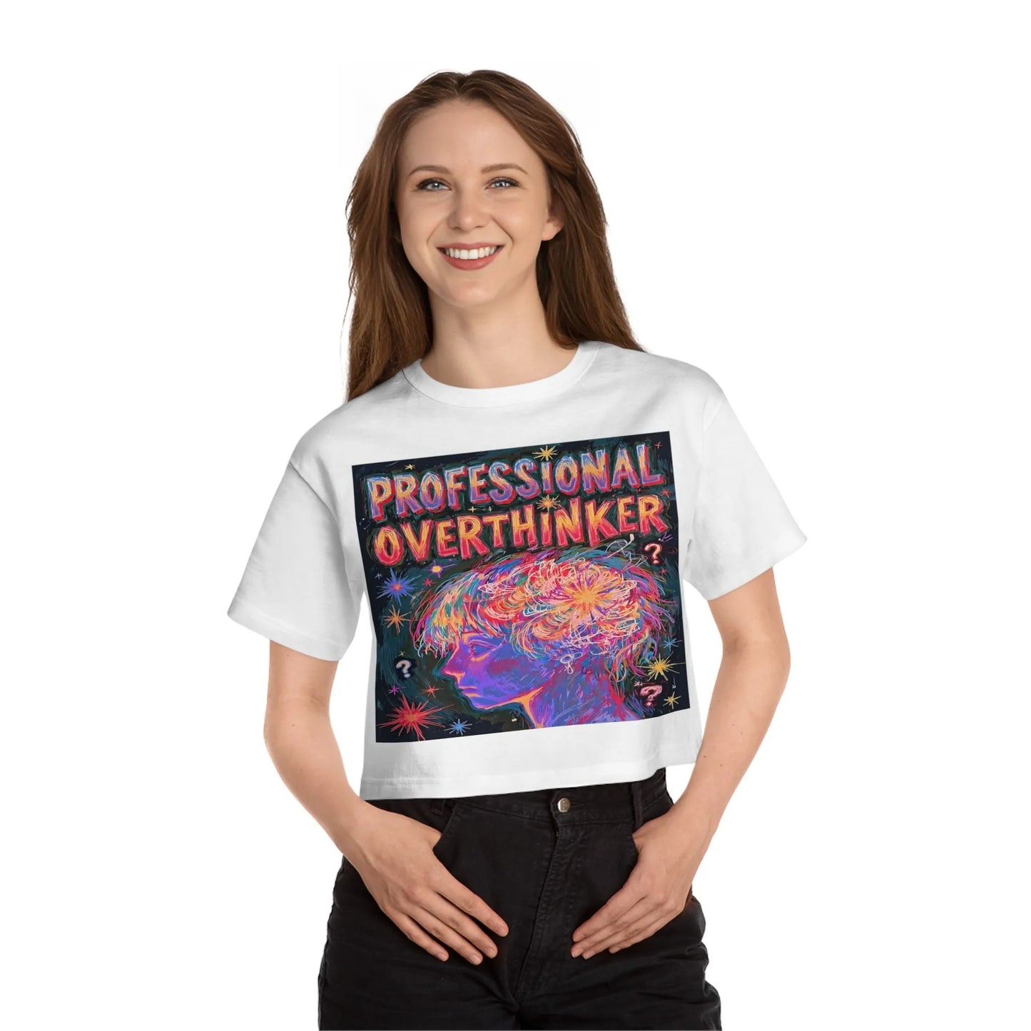 'Professional Overthinker' Champion Heritage Cropped T-Shirt